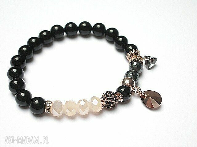 Kolekcja rich black and rose gold onyks swarovski kryształki