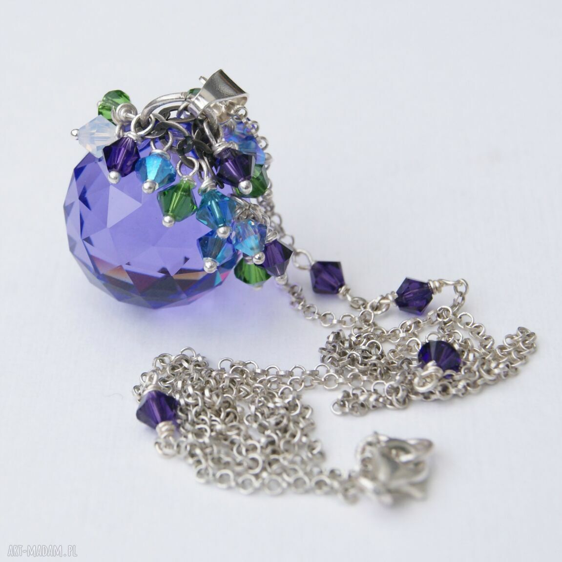 Magic ball naszyjnik wisiore biżuteria swarovski kula srebro