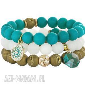 lavoga mat - turquoise white & old gold set