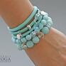 autorskie bransoletki mint jade, crystals, glass pearls & beads