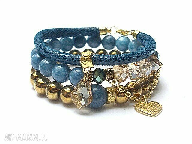 Montana and gold vol set hematyt skóra rzemień kamienie swarovski