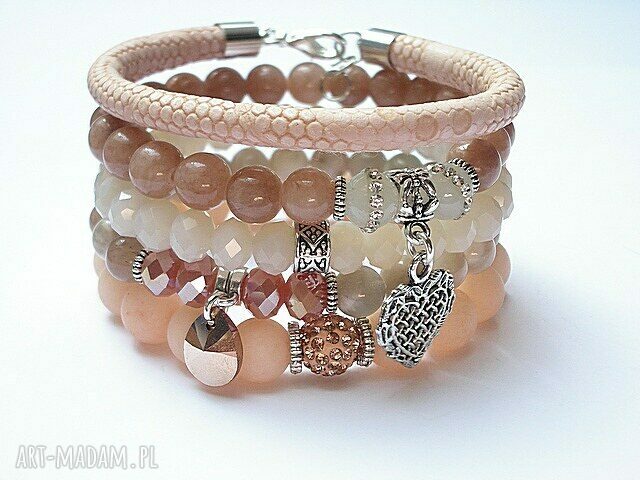 Peach vol 2014 set jadeity agaty cyrkonie słoneczny rzemień