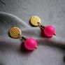 hand made kolczyki swarovski pearls: neon pink