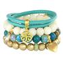 handmade bransoletki turquoise, cream & gold set