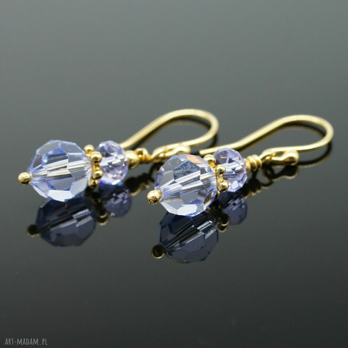 Kolczyki Swarovski Sarnan z pozłacanego srebra 925 - lawendowy blask