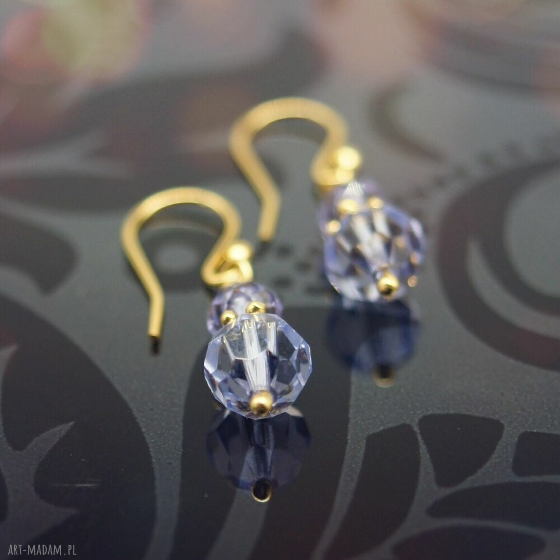 Kolczyki Swarovski Sarnan z pozłacanego srebra 925 - lawendowy blask