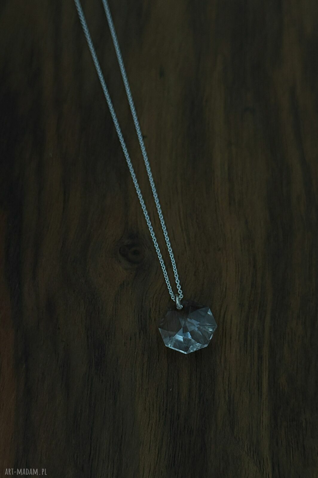 naszyjniki: Srebrny naszyjnik z bezbarwnym kryształem SWAROVSKI® CRYSTAL ręcznie robione