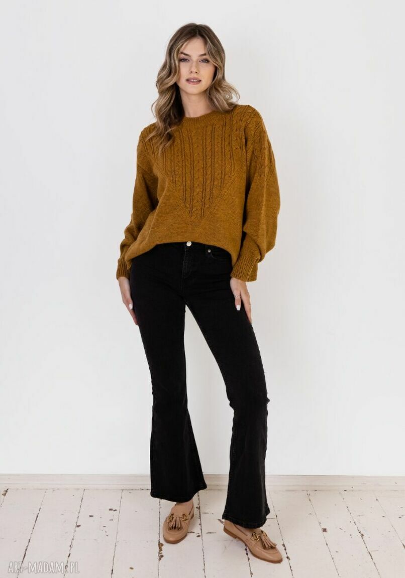 Sweter w charakterze bluzy - SWE322 miodowy MKM