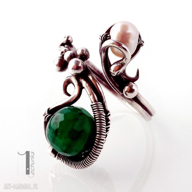 Sweet berries candy srebrny pierścionek perłą agatem srebro 925