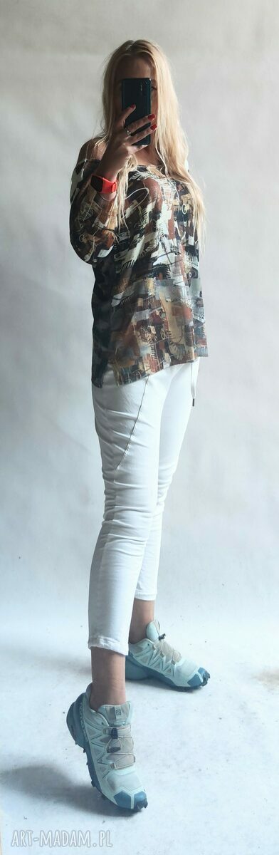 Sweter damski oversize - letni kardigan pullover rękaw 3/4