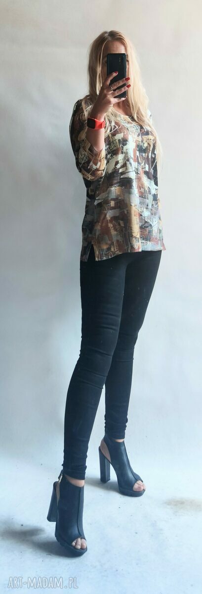 Sweter damski oversize - letni kardigan pullover rękaw 3/4