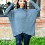 handmade swetry sweter damski szeroki z golfem szary