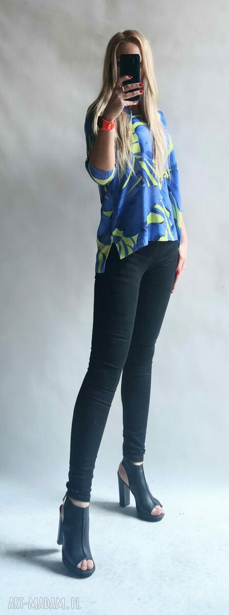 Sweter damski oversize w liście - letni kardigan w serek