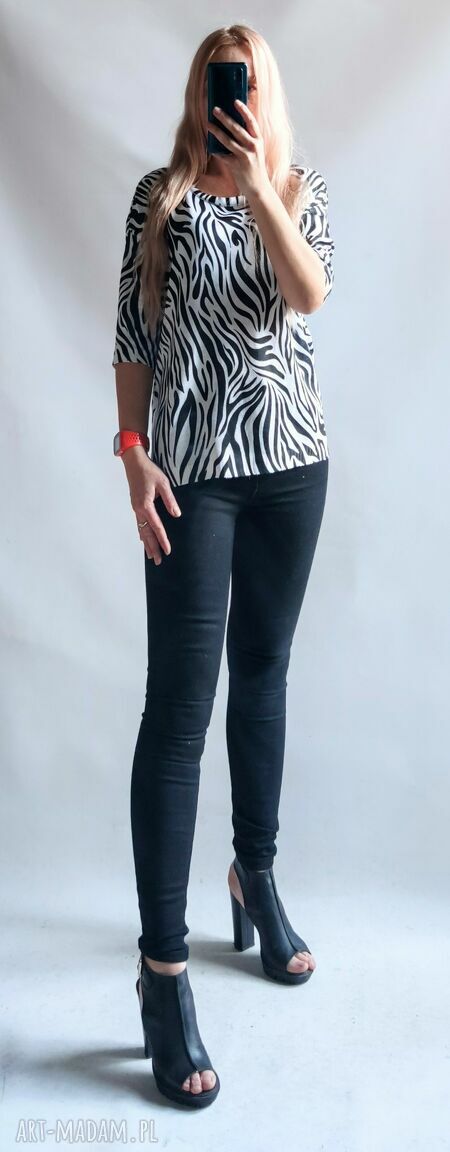 Sweter damski oversize Zebra - kardigan z dzianiny
