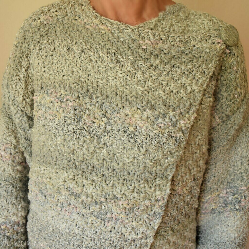Sweter kardigan - ręcznie robiony na drutach