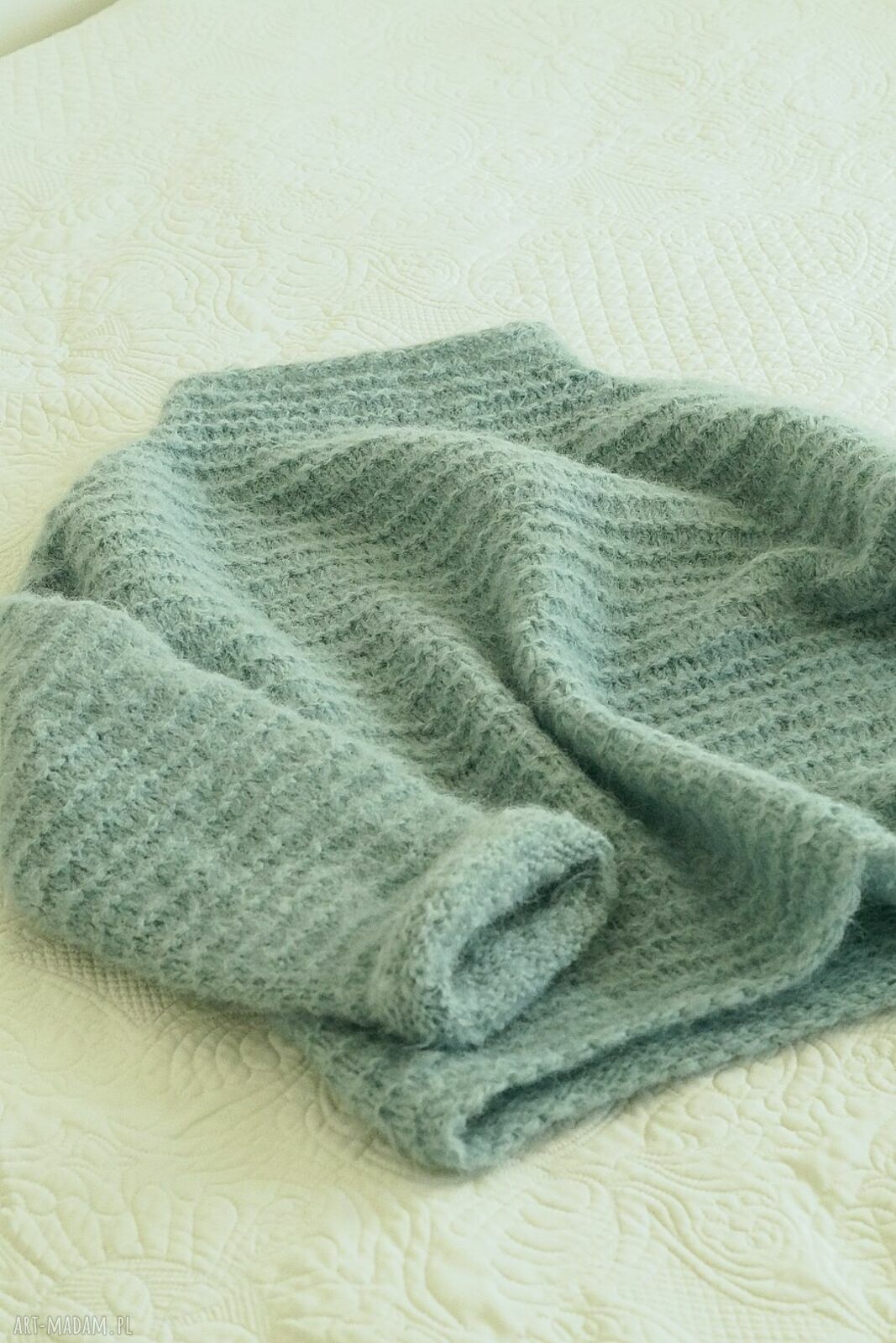 Sweter Kukoma z półgolfem - ręcznie robiony z alpaki, lekki pod płaszcz