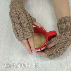 mitenki robione na drutach - rękawiczki, szalik, sweter