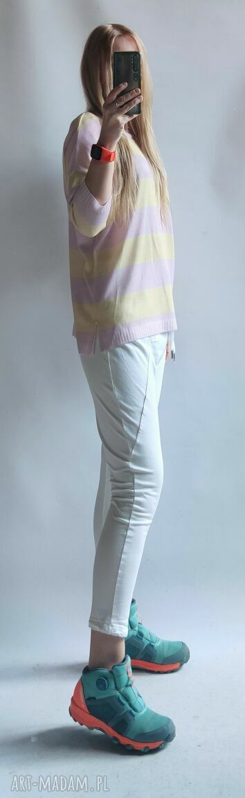Sweter Oversize w Pasy Paseczki - letni sweterek Bellafeltro