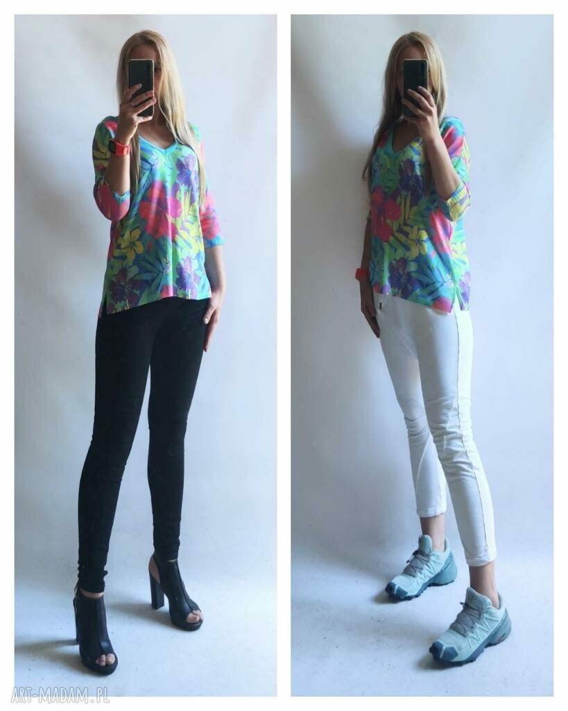 Sweter oversize w kwiaty - letni kardigan ręcznie robiony