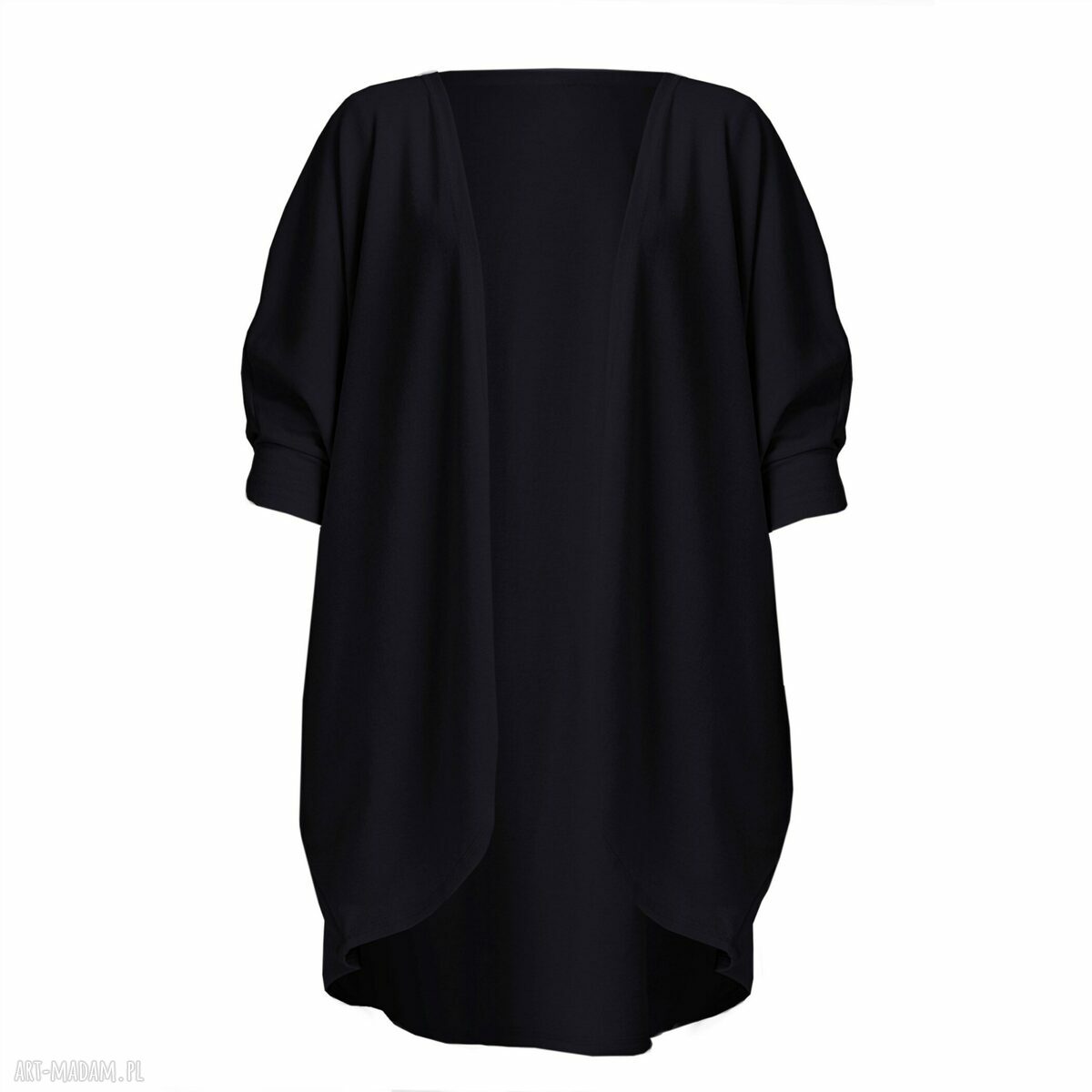 Sweter SWE107 czarny - oversizowa narzutka z rękawem 3/4