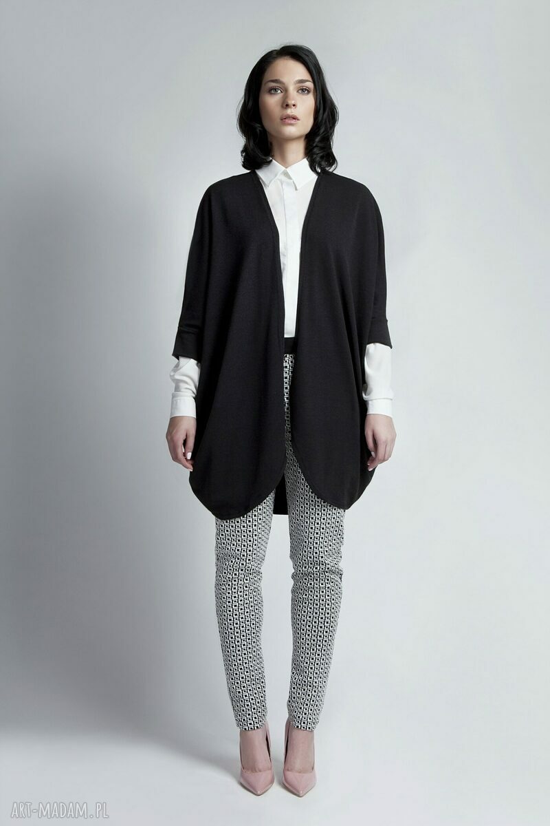 Sweter SWE107 czarny - oversizowa narzutka z rękawem 3/4