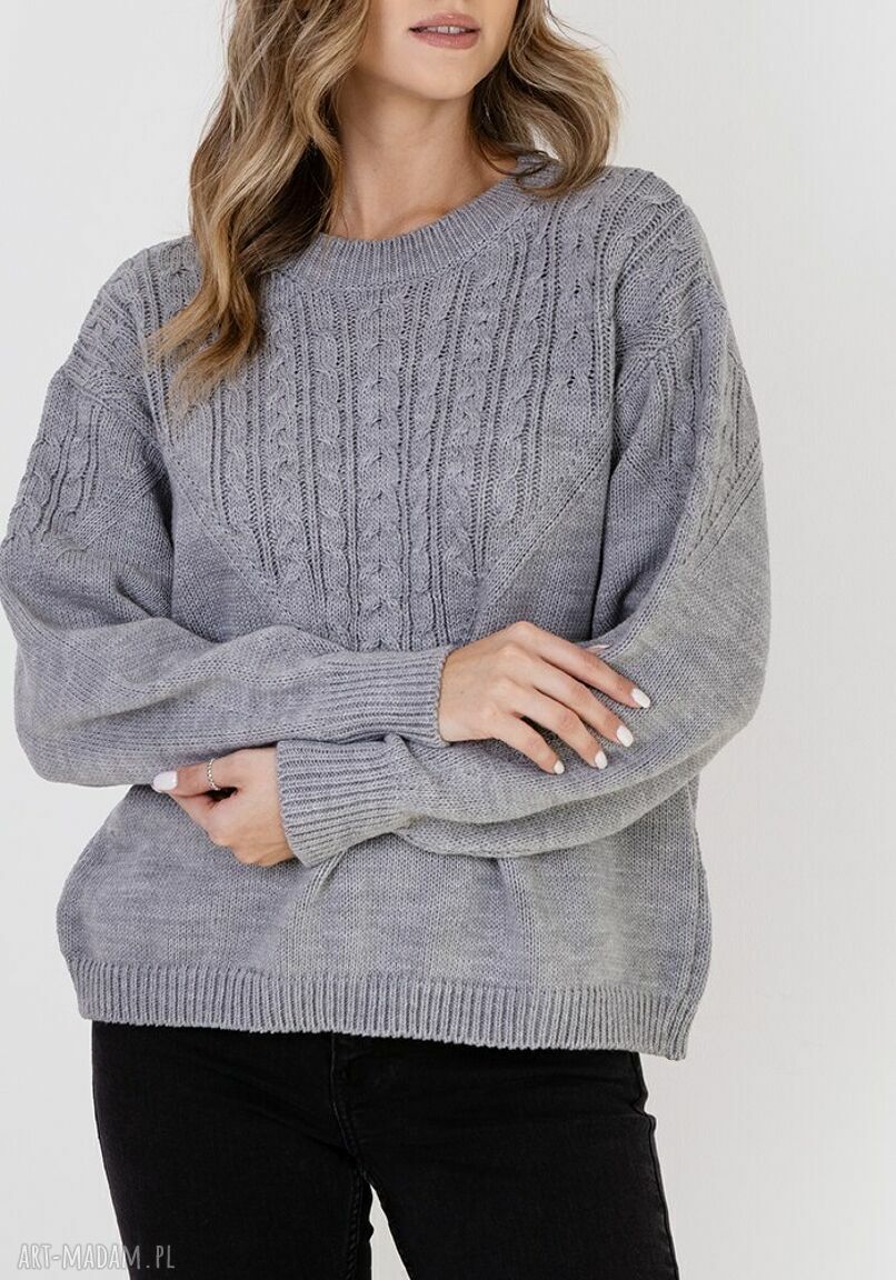 Sweter w charakterze bluzy - SWE322 szary MKM