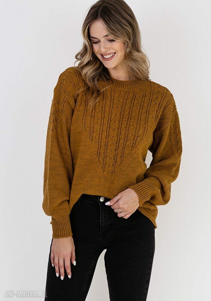 Sweter w charakterze bluzy - SWE322 miodowy MKM