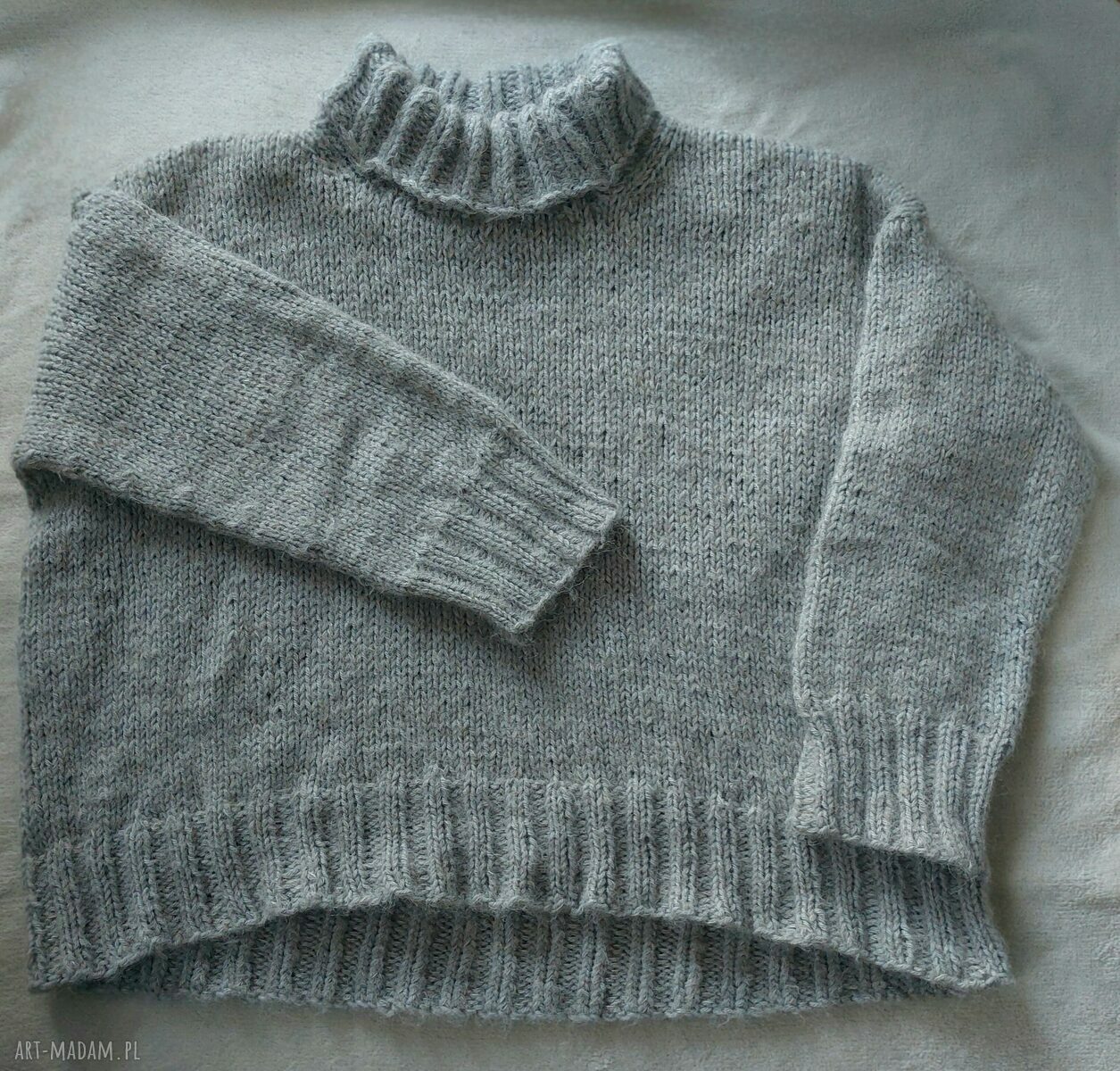 Sweter z golfem - luźny sweter z alpaki i jedwabiem