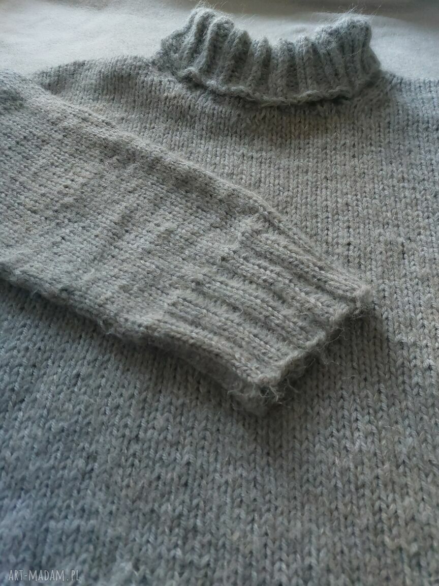 Sweter z golfem - luźny sweter z alpaki i jedwabiem