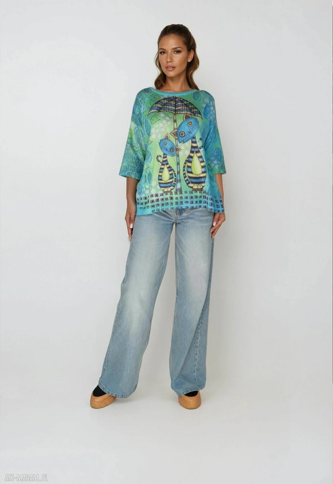 Sweter z kotami - elegancki kardigan damski (handmade)