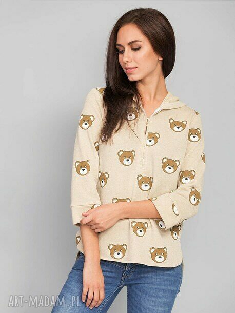 Sweter z tkaniny bawełnianej z oryginalnym nadrukiem