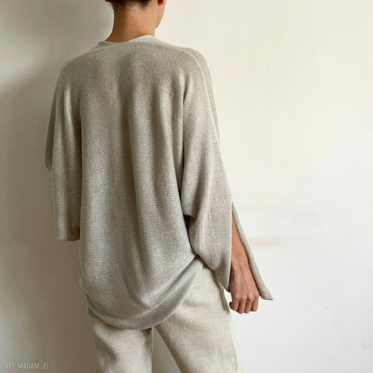 Sweter/bolerko z wełny merino ecru