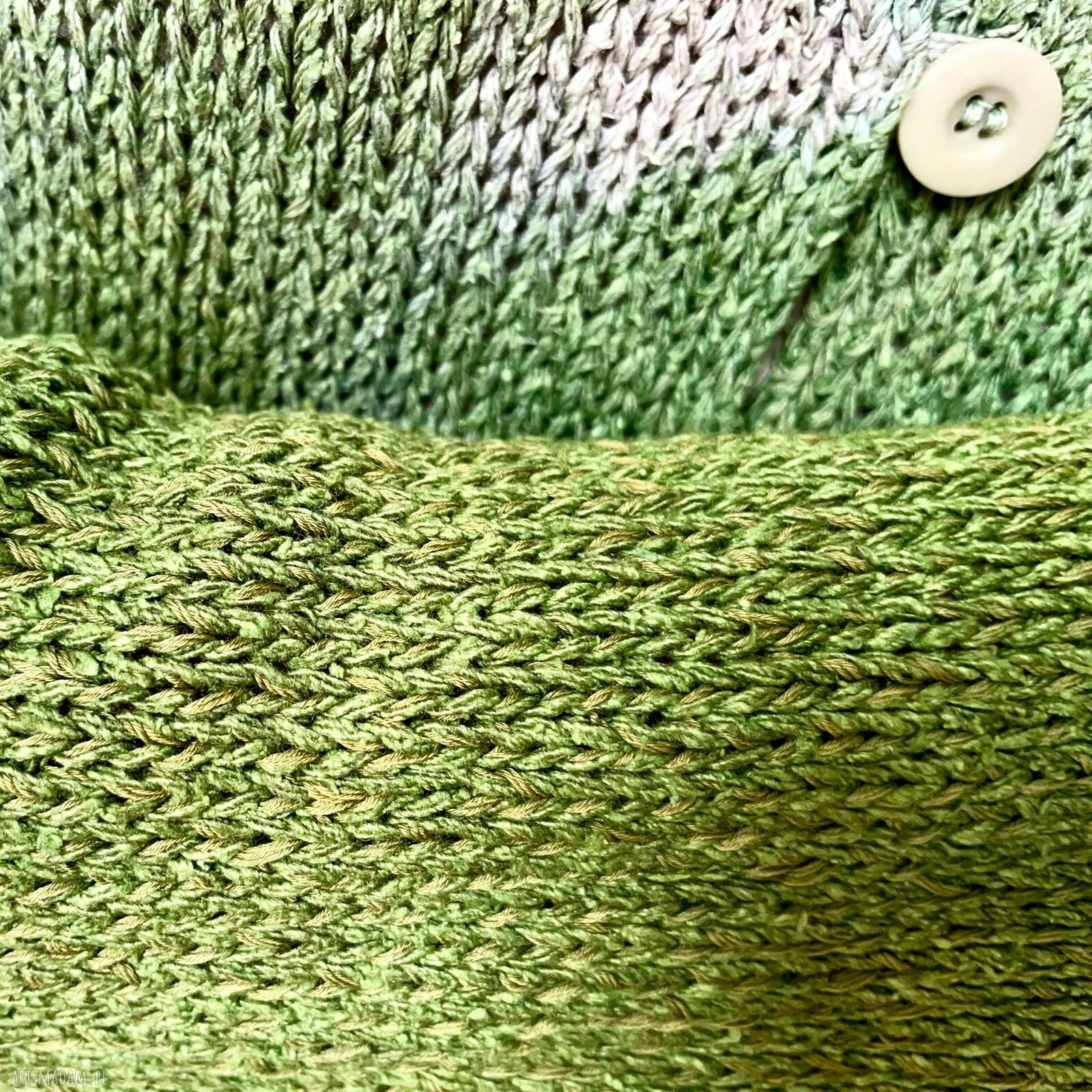 Sweter-tunika z jedwabno-wełnianej mieszanki - zielenie i taupe (S/M)