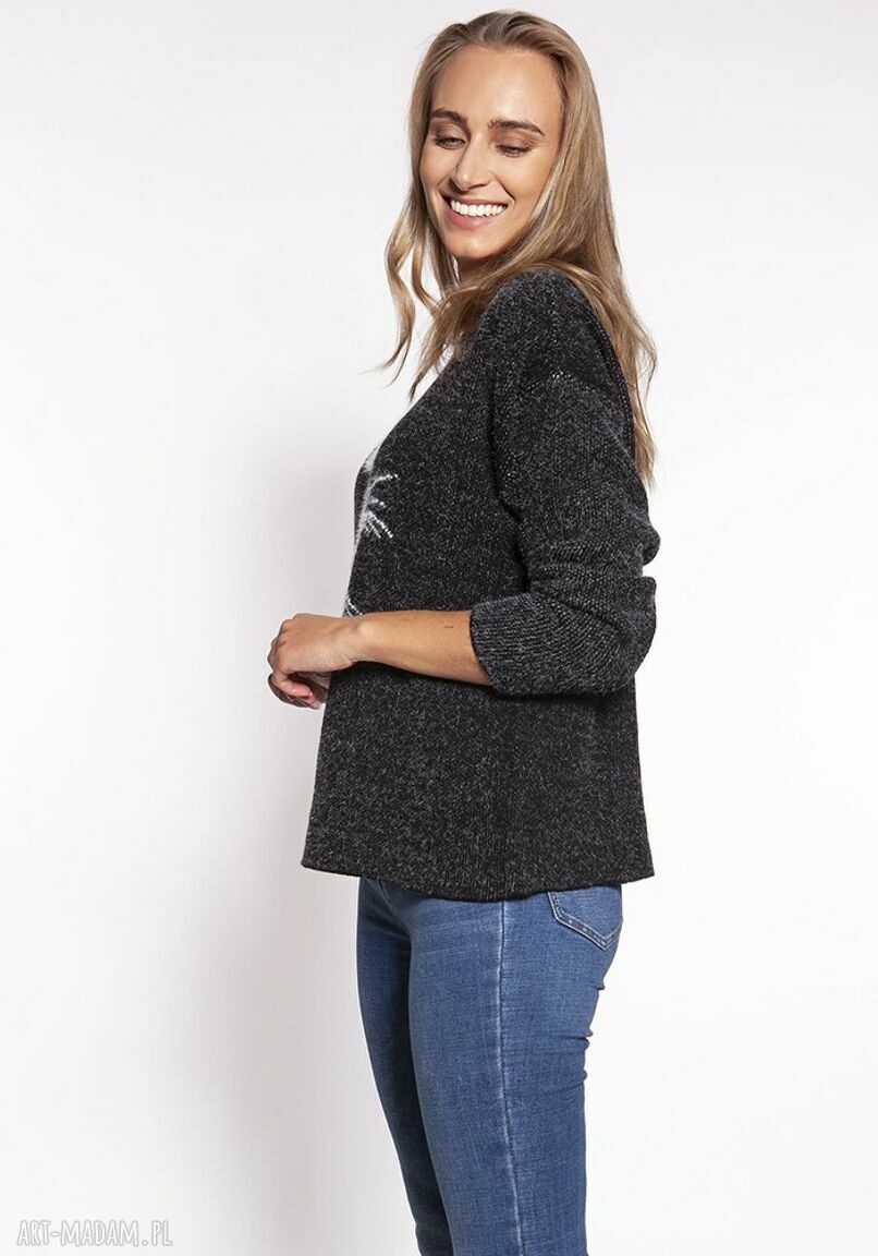 Swetrowa bluza SWE265 czarna MKM z kotem