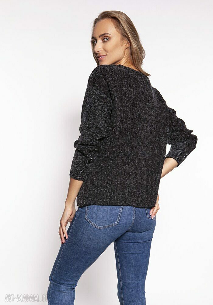 Swetrowa bluza SWE265 czarna MKM z kotem