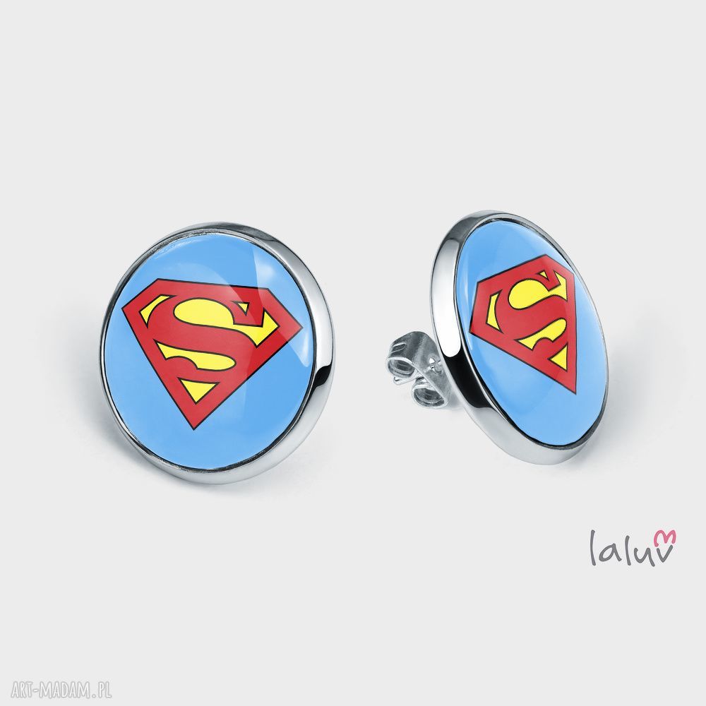 Kolczyki sztyfty SUPERMAN Kryptonit - ręcznie robione