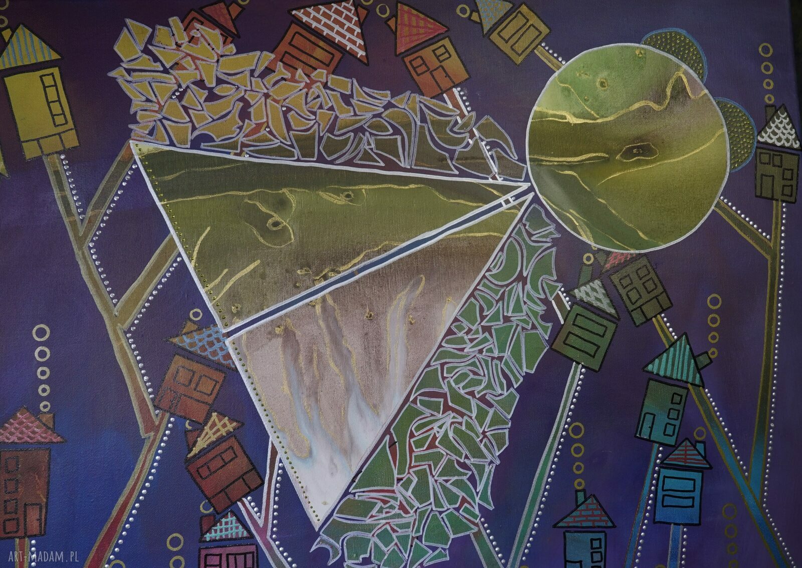 Świat nieustalony 17 - ręcznie malowany obraz abstrakcyjny na płótnie 100x150 cm