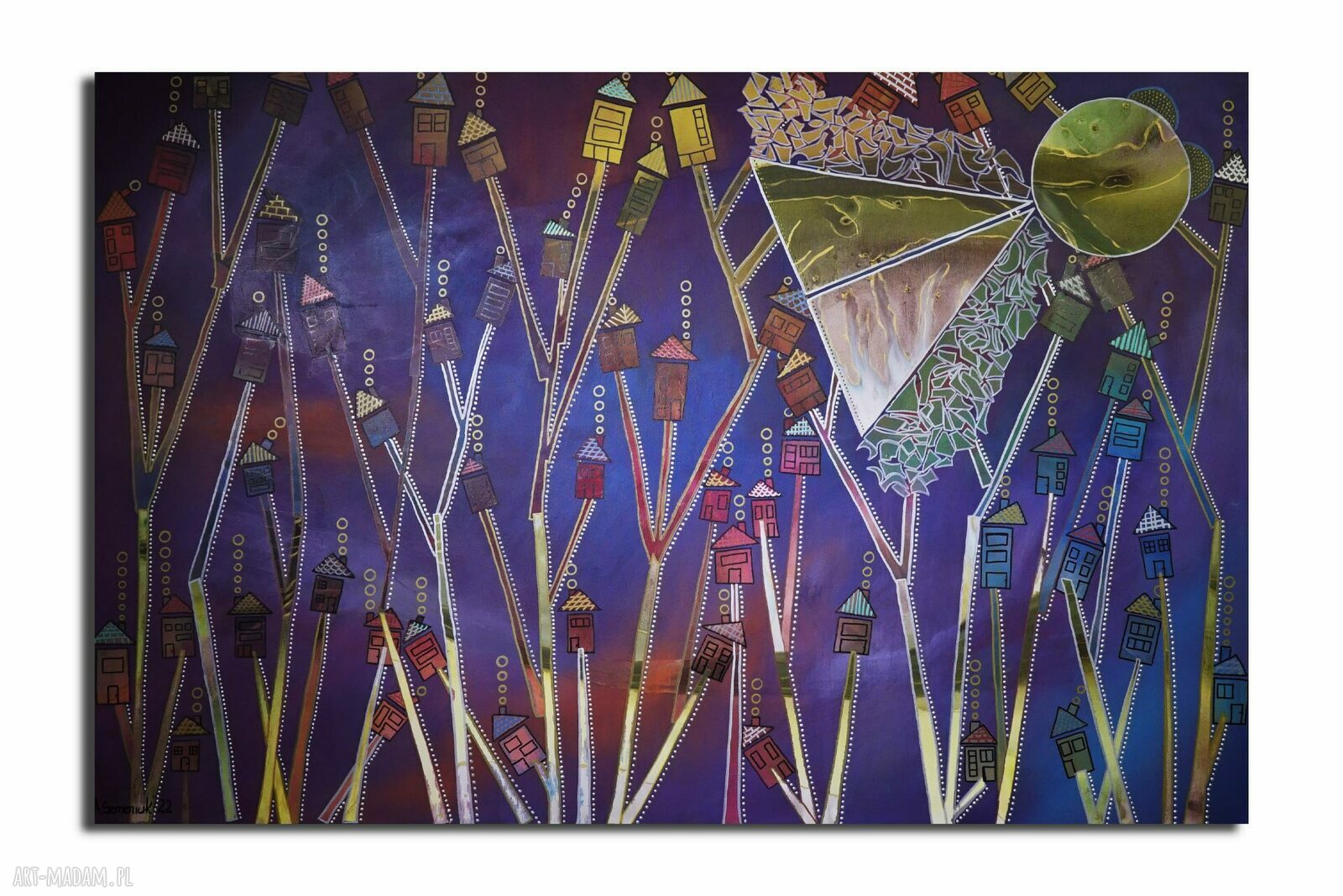 Świat nieustalony 17 - ręcznie malowany obraz abstrakcyjny na płótnie 100x150 cm