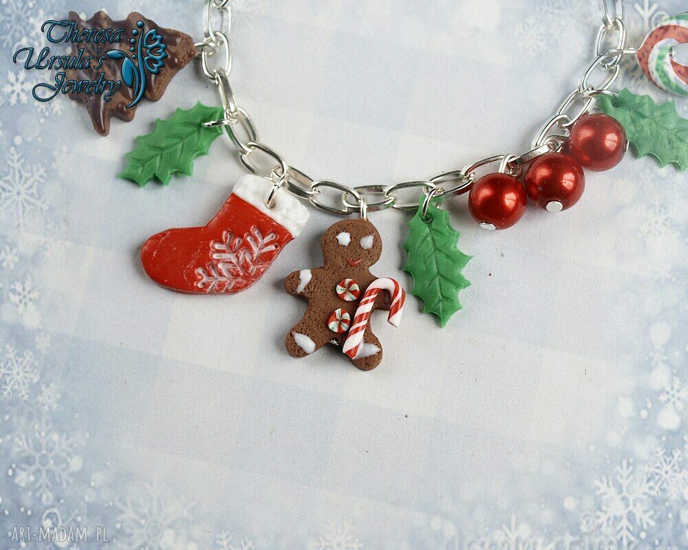 ŚWIĄTECZNA bransoletka ciastka pierniczki Gingerbread - wyjątkowy handmade