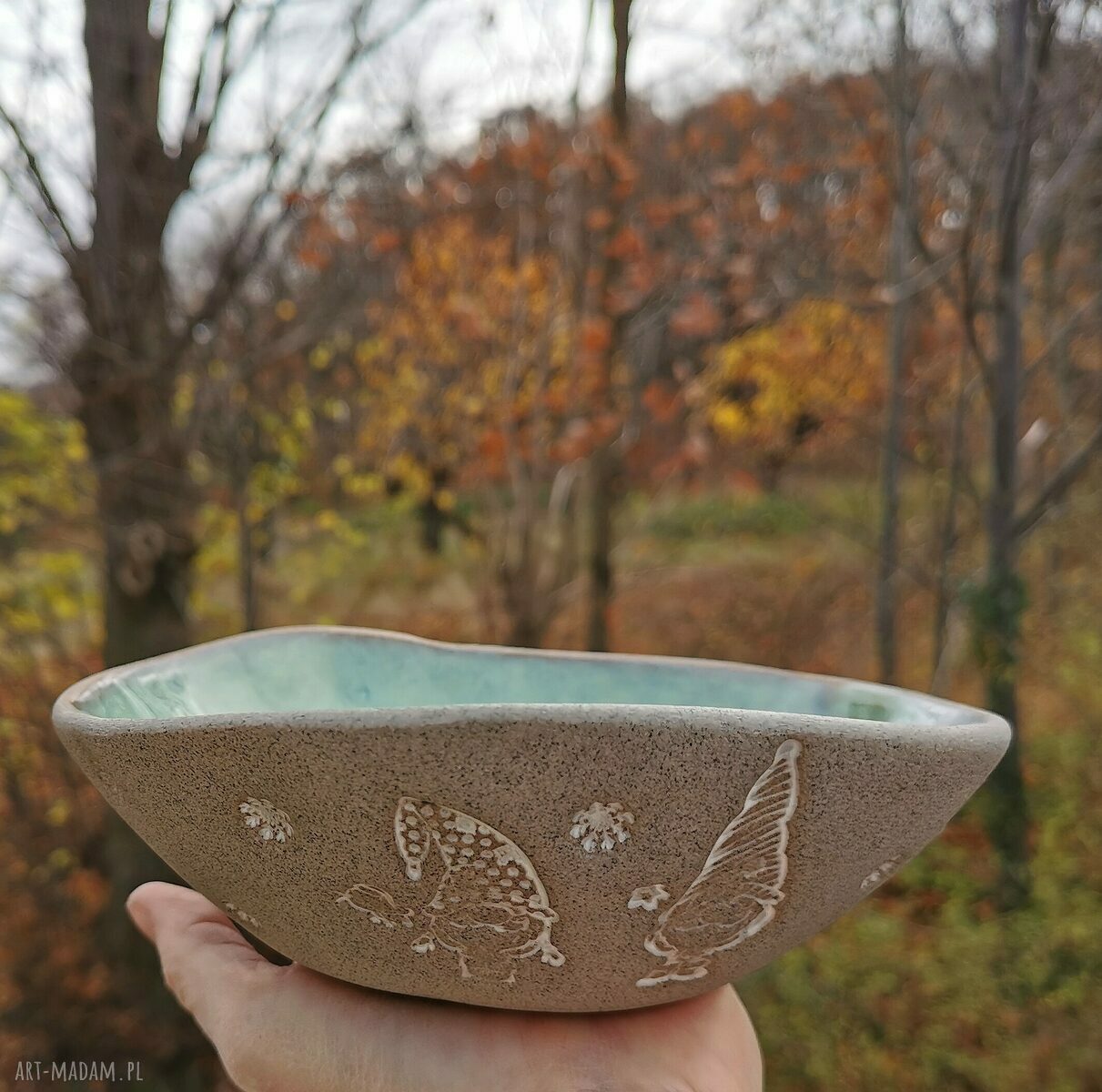 Świąteczna ceramiczna misa z krasnalami (c373)
