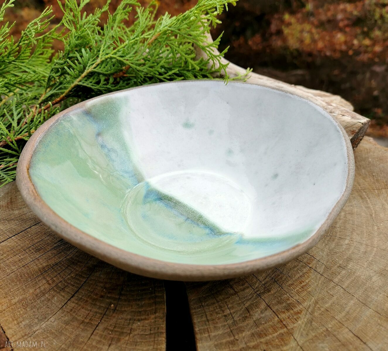 Świąteczna ceramiczna misa z krasnalami (c373)