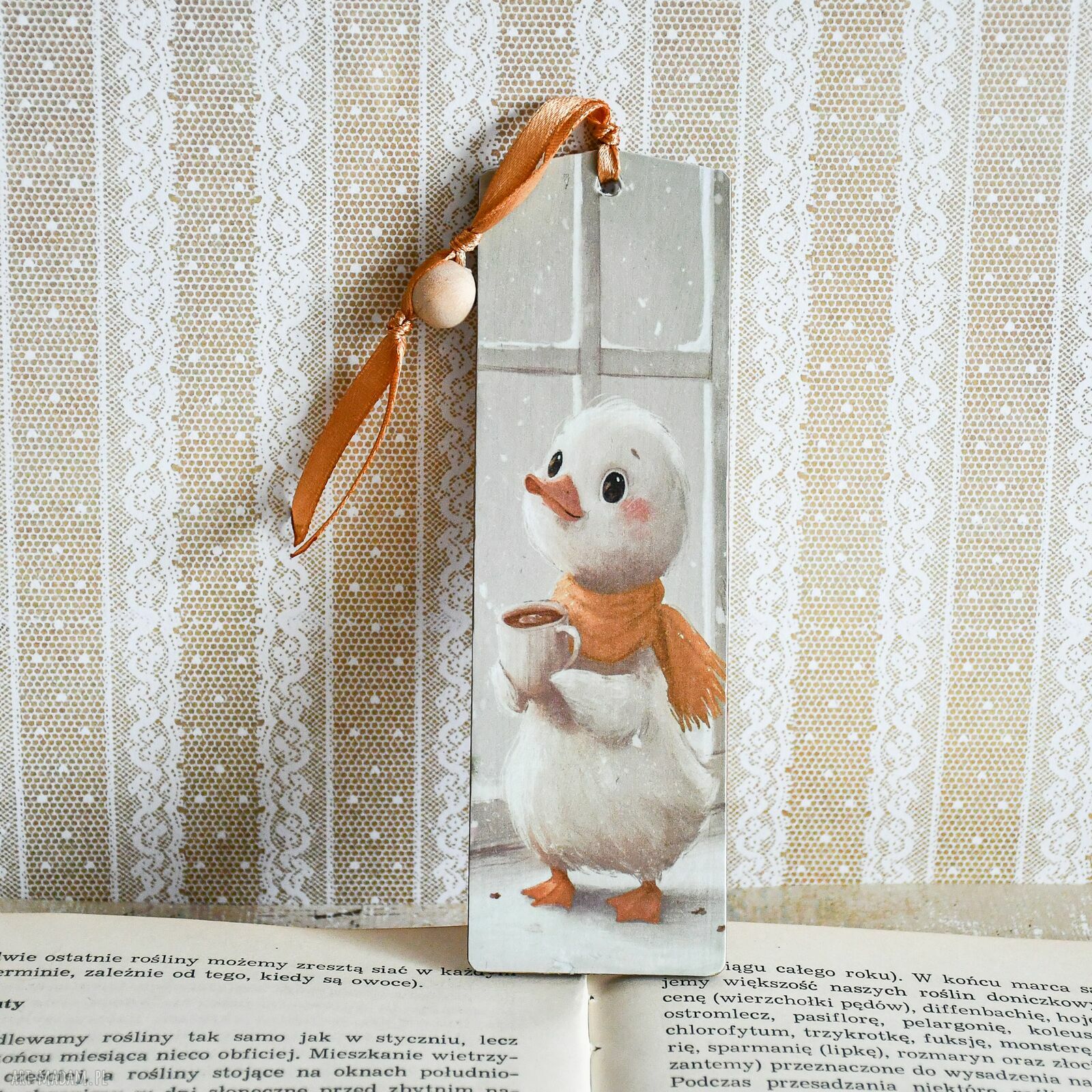 Świąteczna zakładka do książki z kaczorkiem i kakao