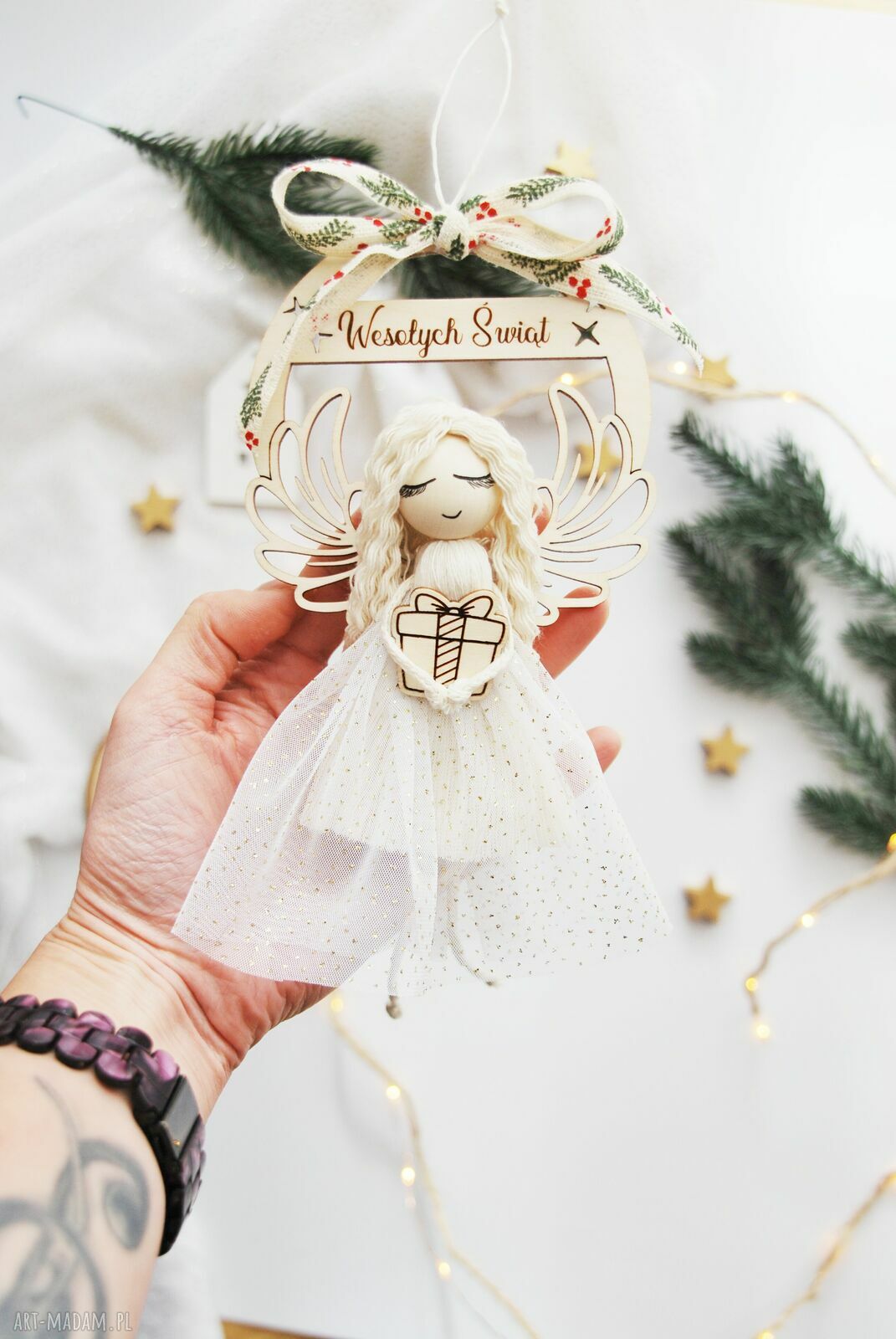 Świąteczna zawieszka aniołek - Anioł na Boże Narodzenie ok. 24 cm
