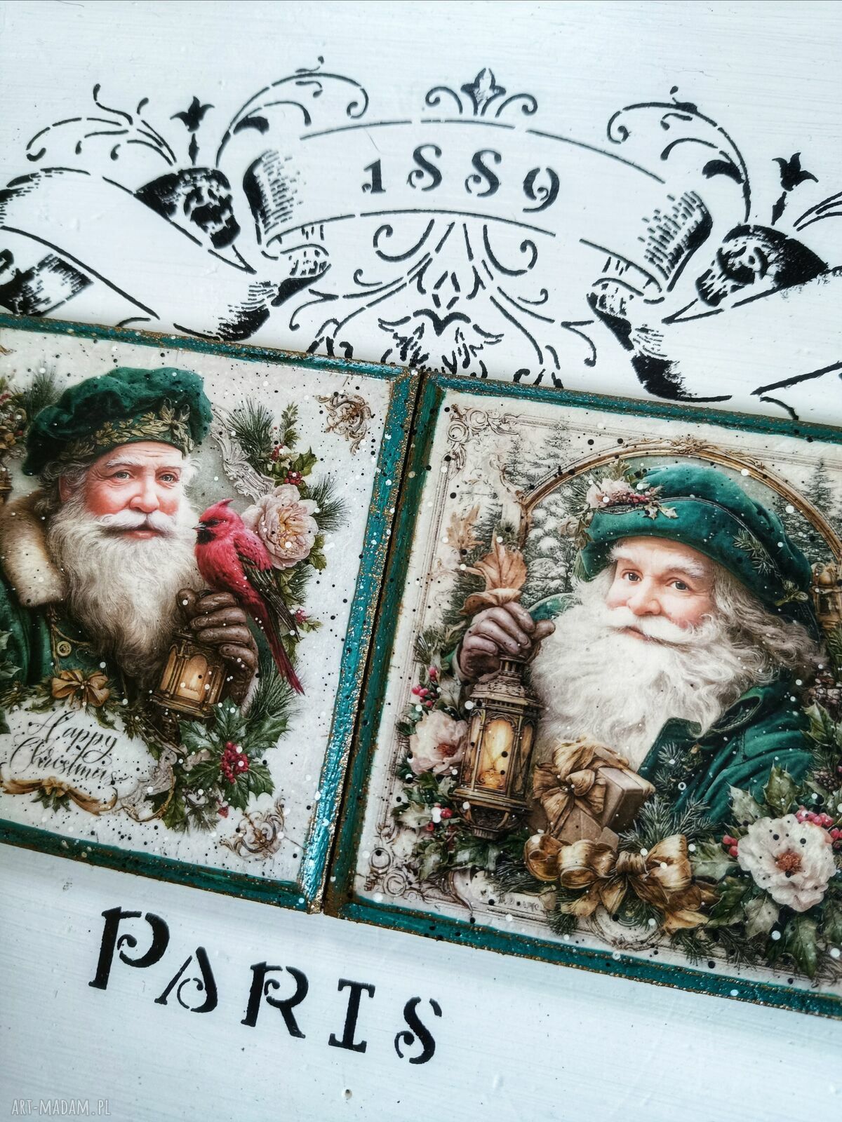Świąteczne podkładki pod kubki Santa Claus - komplet 2 sztuk