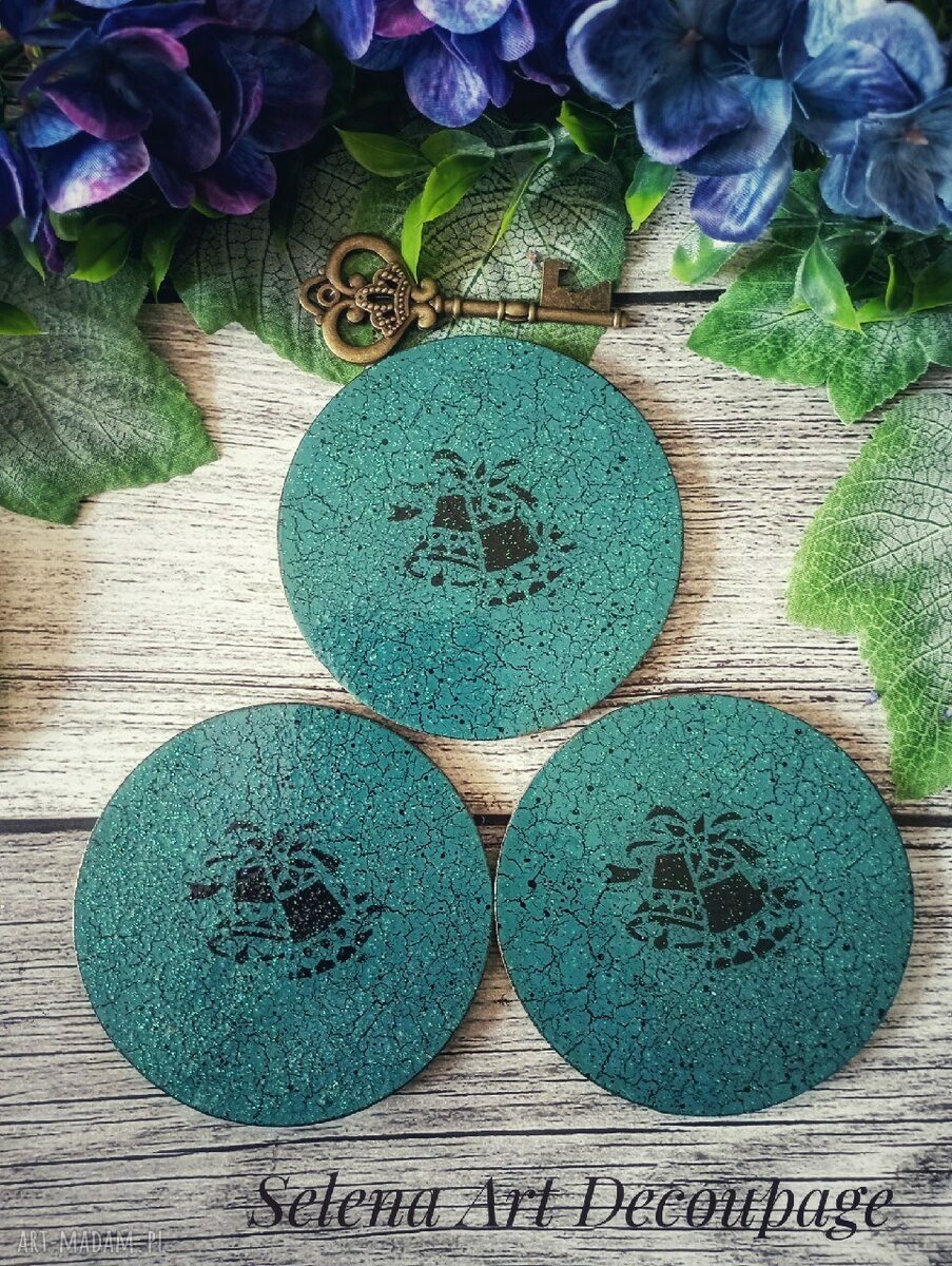 Świąteczne podkładki decoupage w stylu vintage - komplet 3 sztuki
