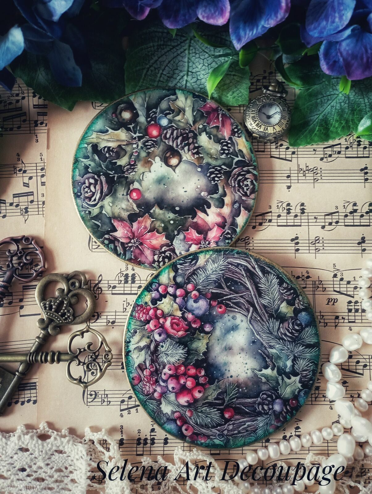 Świąteczne podkładki decoupage z kotkami