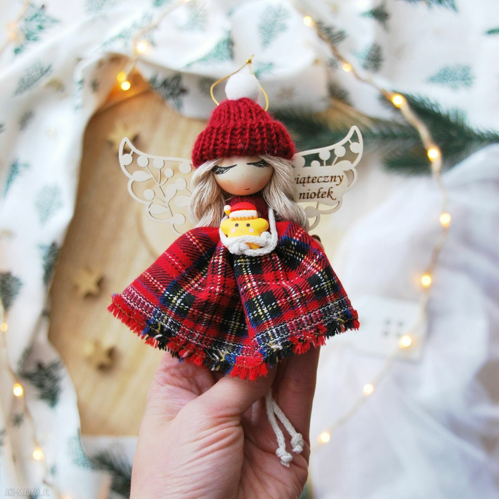 Świąteczny aniołek handmade - urocza anielinka na prezent