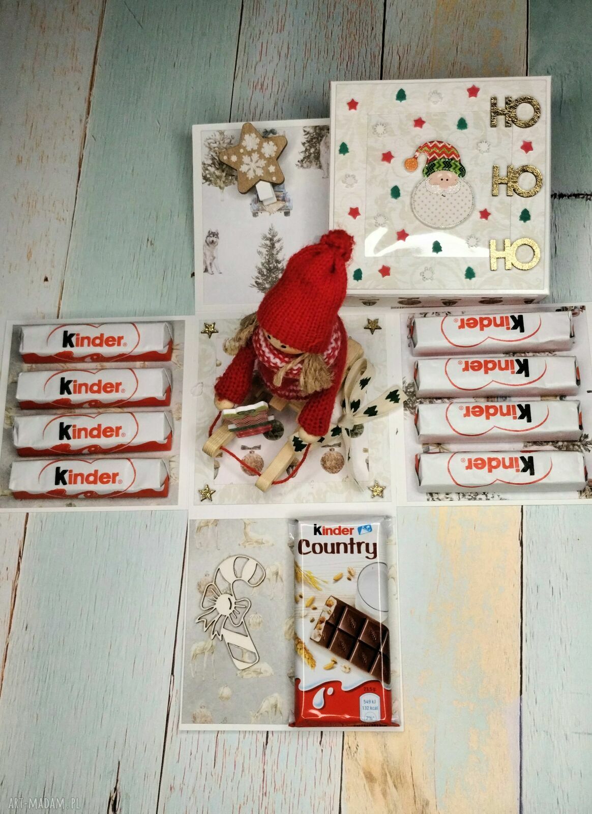 Świąteczny exploding box dla dziewczynki - zimowa niespodzianka na Boże Narodzenie