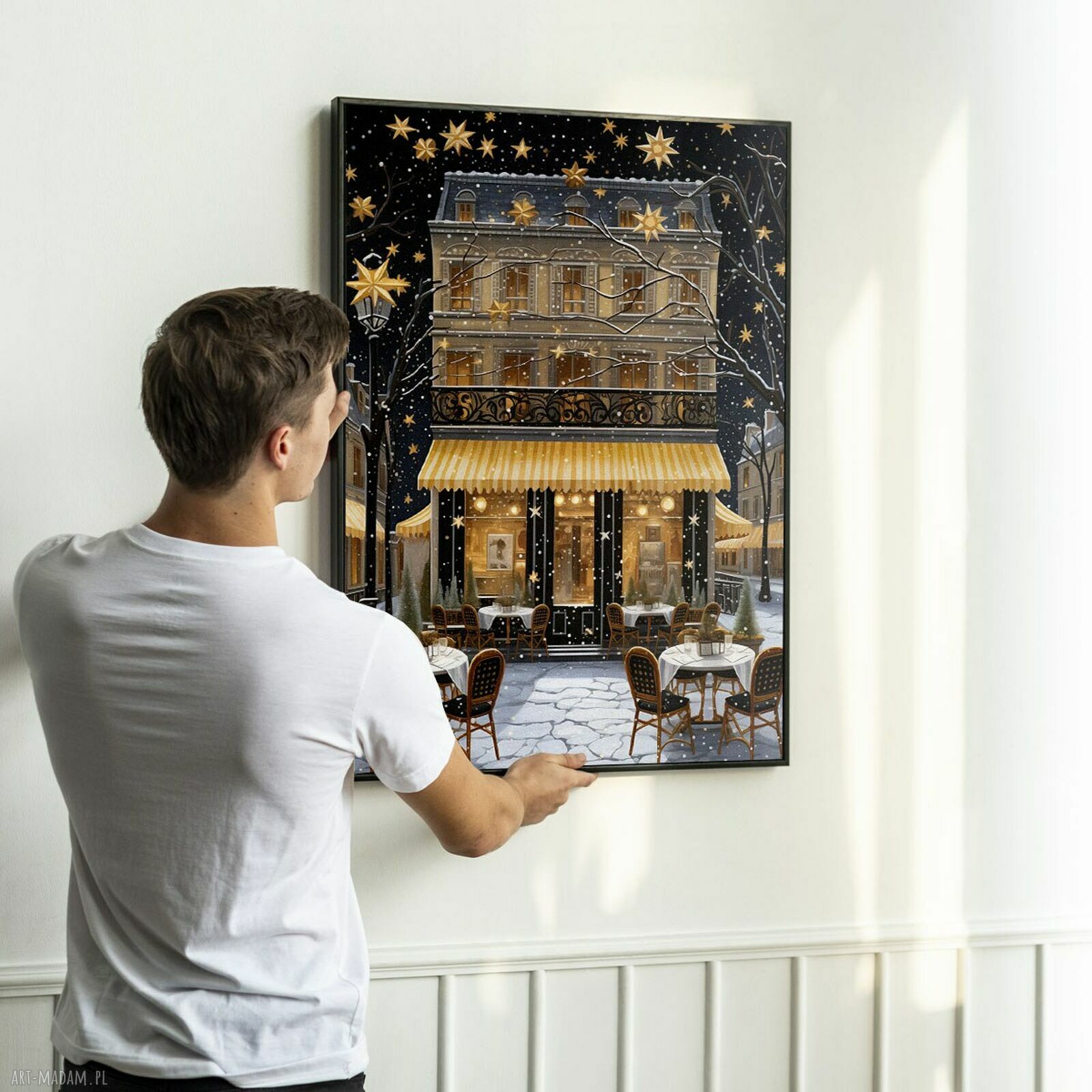Plakat Świąteczny Paryż 61x91 cm - elegancka dekoracja na święta