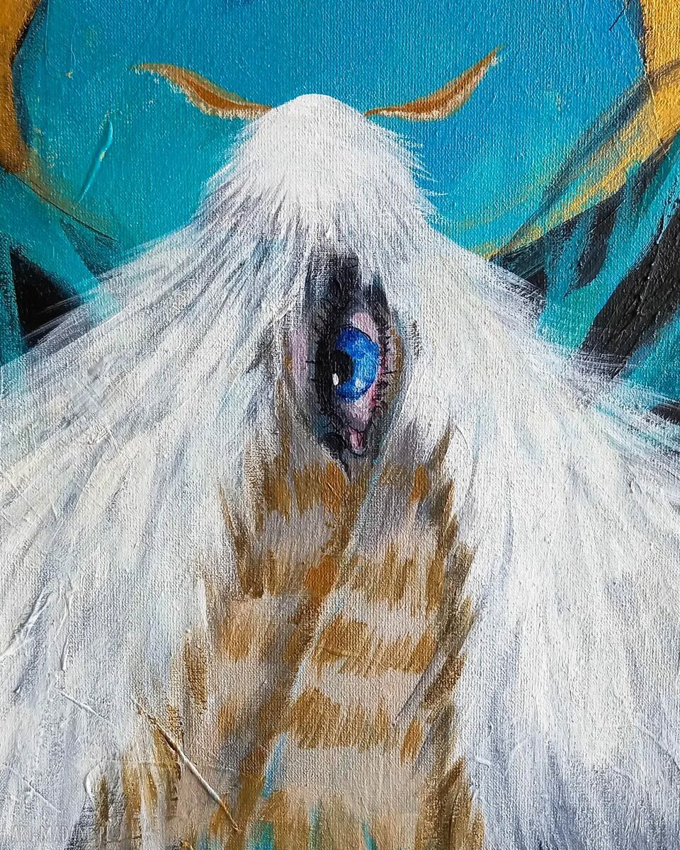 Światło księżyca - obraz akrylowy na płótnie 70x50 cm (portret surrealizm)